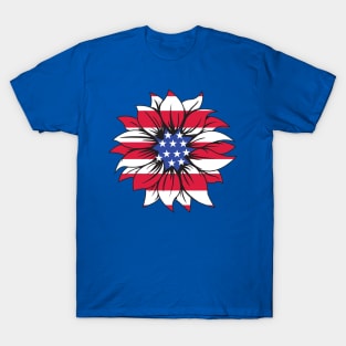 USA Flag Flower 1 T-Shirt
